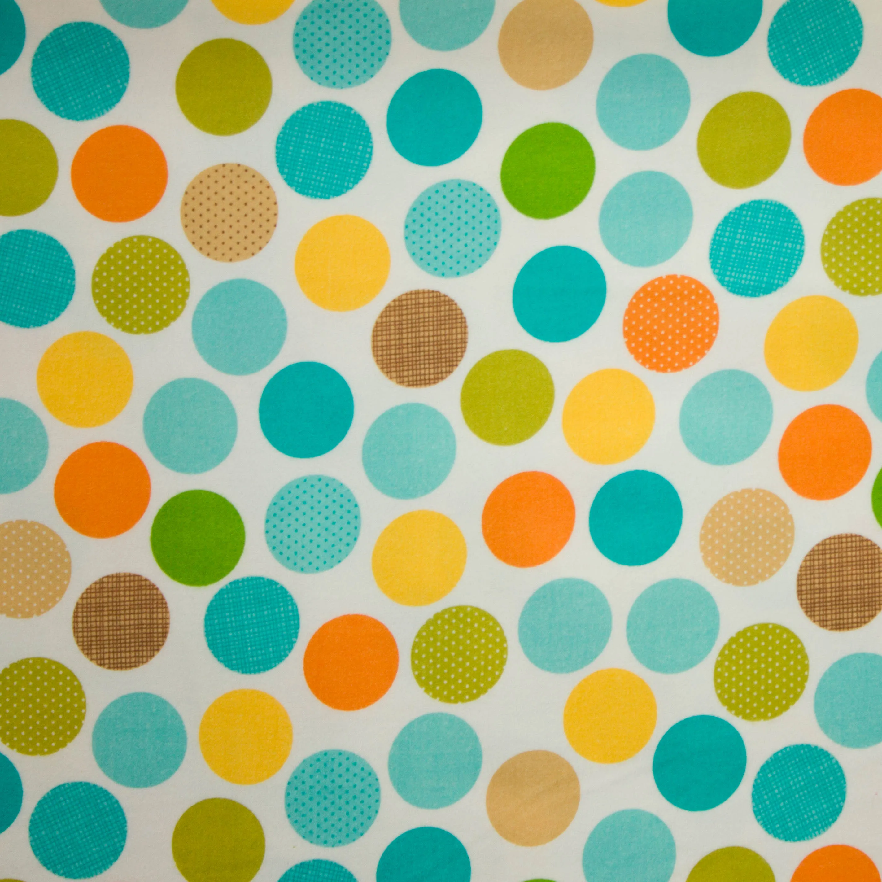 Flanel wit met multicolor bollen